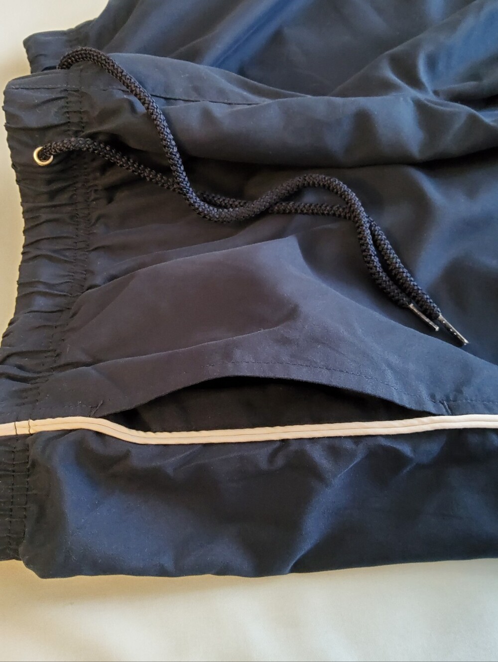 Women's Large Petite Mountain Lake Navy Track Pants with White Side Stripe - Picture 5 of 7